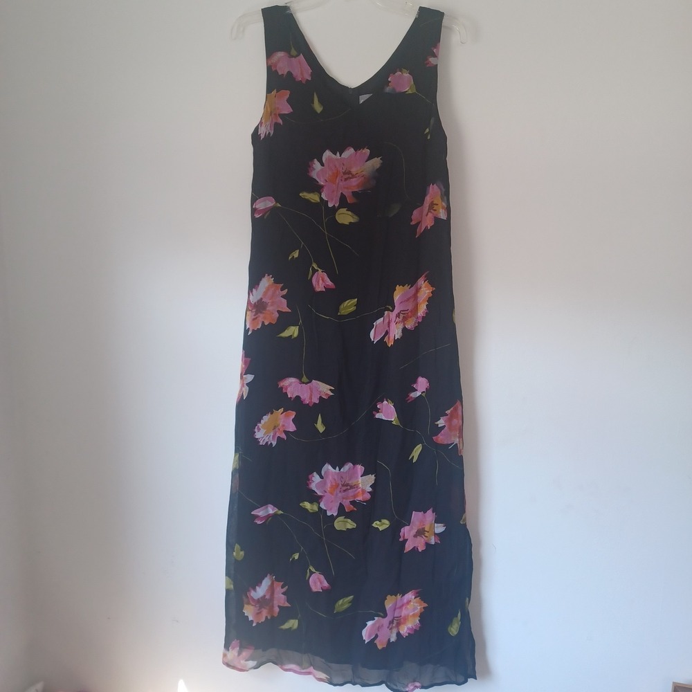 Carol Anderson California‎ Women's Black Coloreful Floral Dress Sz 8